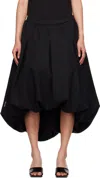 Yume Yume Black Balloon Midi Skirt In Black Wool