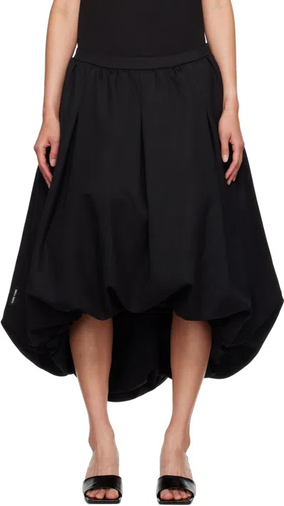 Yume Yume Black Balloon Midi Skirt In Black Wool