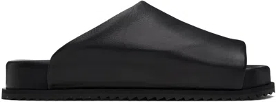 Yume Yume Black Finn Slider Sandals In Black Leather