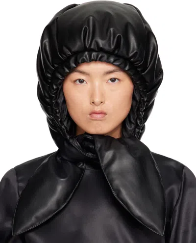 Yume Yume Black Very Puffy Snood In Black Vegan Leather