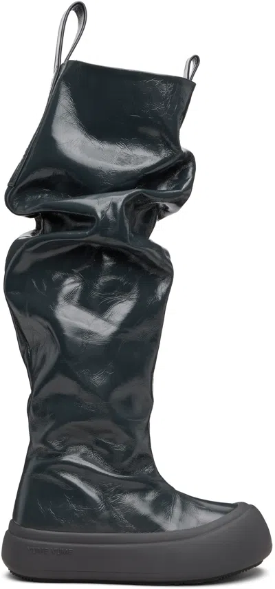 Yume Yume Grey Fisherman Tall Boots In Black
