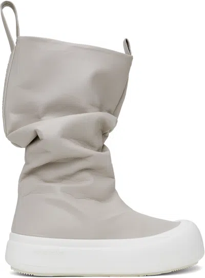 Yume Yume Gray Low Fisherman Boots In Steel Leather