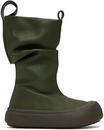 Yume Yume Green Low Fisherman Boots In Forest Hill Leather