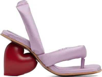 Yume Yume Purple Love Heeled Sandals In Lilac Silk / Red
