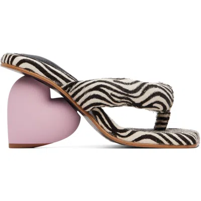 Yume Yume Ssense Exclusive Black & White Love Mule Heeled Sandals In Animal Print