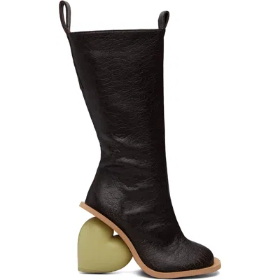 Yume Yume Ssense Exclusive Brown & Green Love Tall Boots In Black