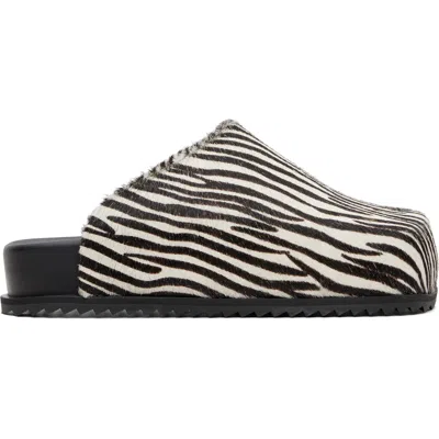 Yume Yume Ssense Exclusive White & Brown Truck Slide Slip-on Loafers In Zebra Pony Hair