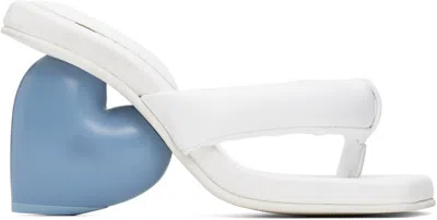 Yume Yume White Love Heeled Sandals In Snow White / Blue