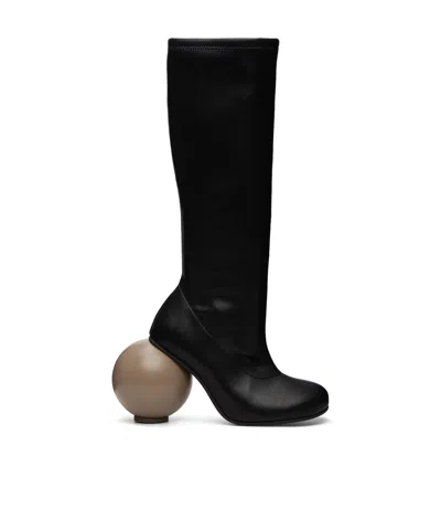 Yumeyume Ball High Boots In Black/beige