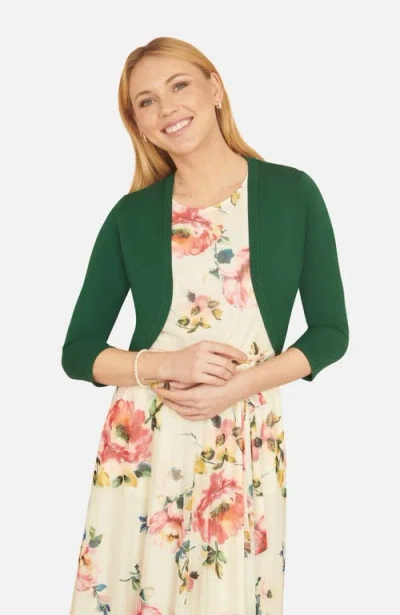 Yumi 3/4 Sleeve Knitted Curve Bolero In Green