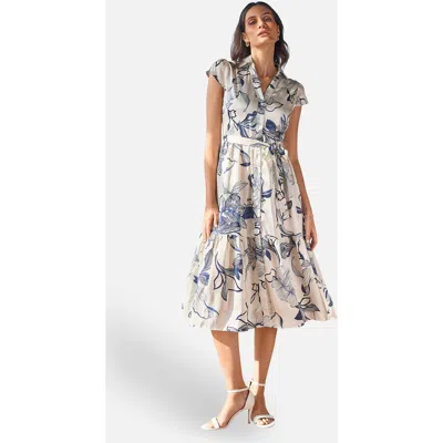 Yumi Abstract Floral Midi Shirt Dress In Multi