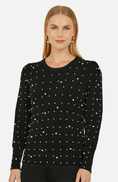 Yumi All Over Bead Knitted Jumper In Black