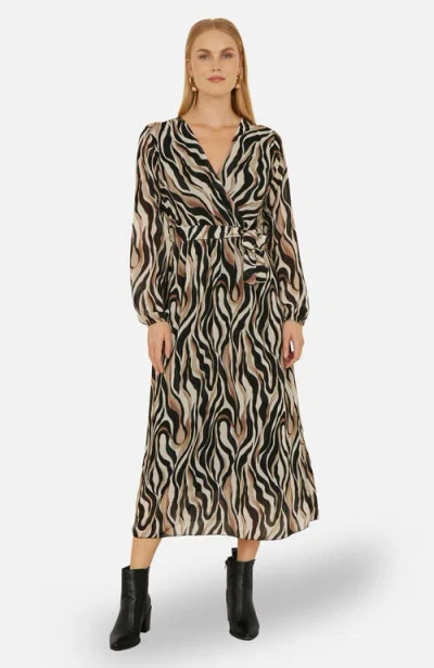 Yumi Animal Swirl Midi Wrap Dress In Multi