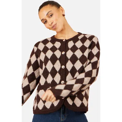 Yumi Argyll Button-front Knit Cardigan In Multi
