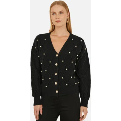 Yumi Beaded Cable Knit Cardigan In Black