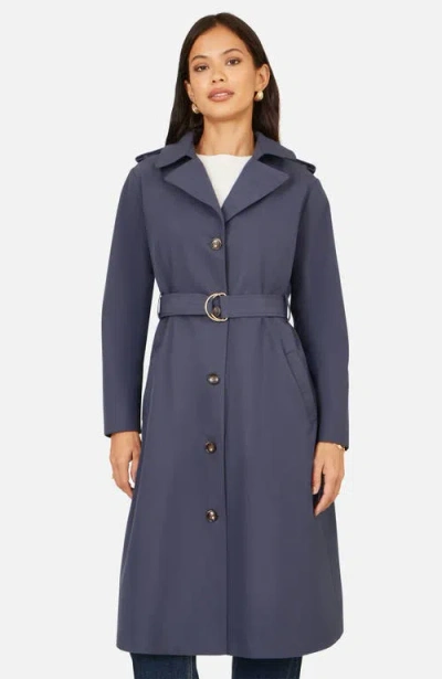 Yumi Belted Long Trench Coat In Brown