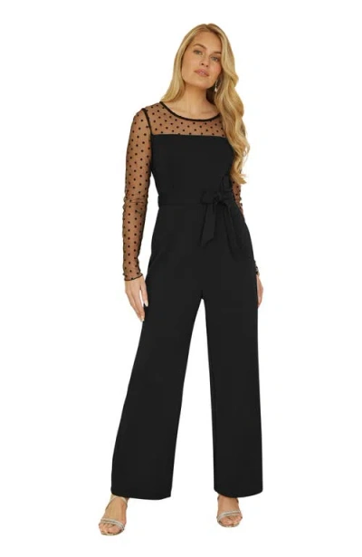YUMI YUMI BLACK SPOT MESH STRETCH JUMPSUIT