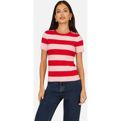 Yumi Block Stripe Knitted Top In Multi