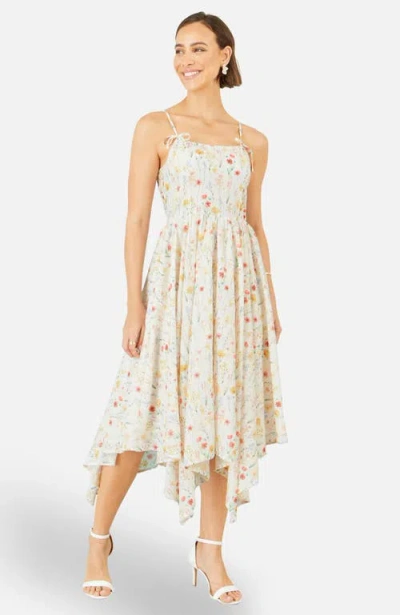 Yumi Botanical Embroidery Midi  Dress In Multi