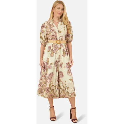 Yumi Broderie Anglaise Cotton Midi Dress In Multi