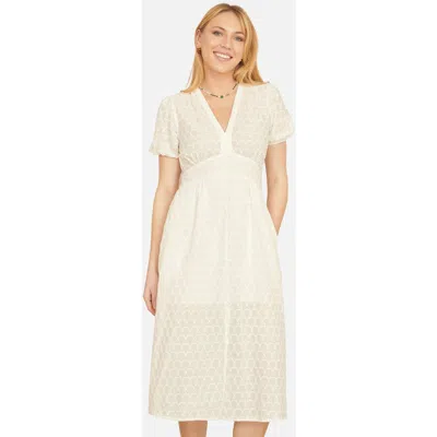 Yumi Broderie Anglaise Midi Dress In White