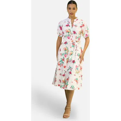 Yumi Broderie Anglaise Midi Shirt Dress In White