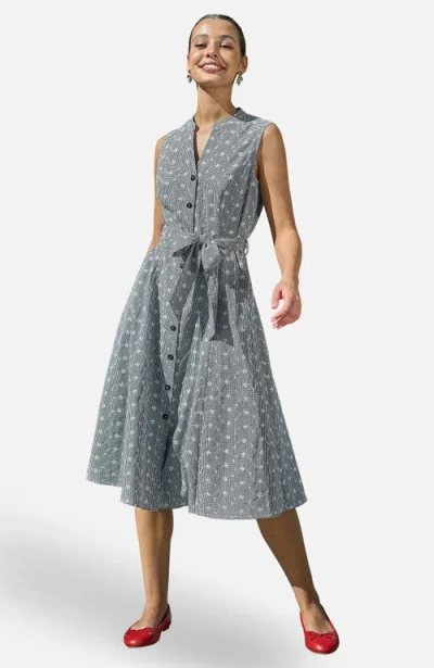 Yumi Broderie Embroidered Shirt Dress In Blue