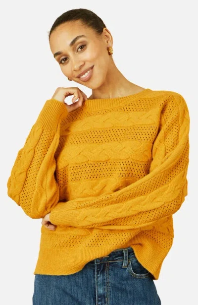 Yumi Cable Knit Relaxed Fit Jumper In Mustard