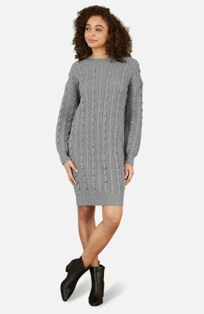 Yumi Cable Knit Tunic Dress In Gray