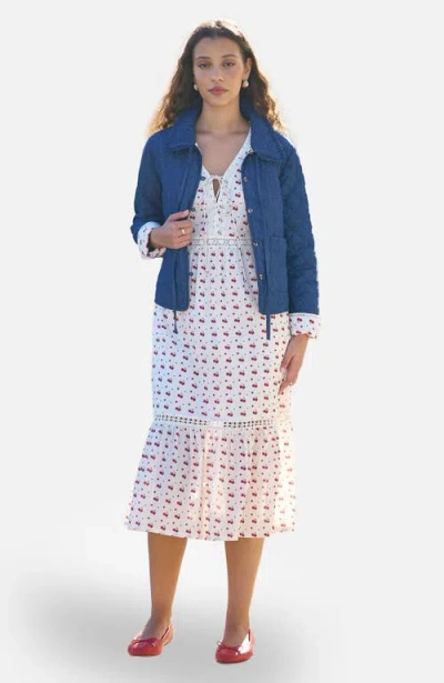 Yumi Chambray Quilted Jacket In Blue