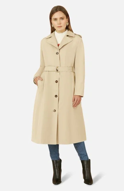 Yumi Collared Neck Belted Trench Coat In Brown