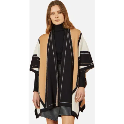 Yumi Colour Block Cape In Brown