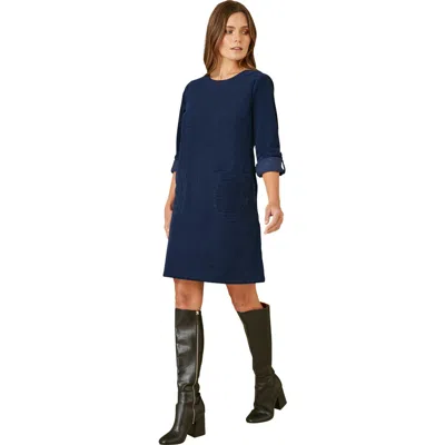 Yumi Cord Tunic Dress With Pockets In Blue