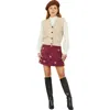 Yumi Corduroy Daisy Mini Skirt In Burgundy