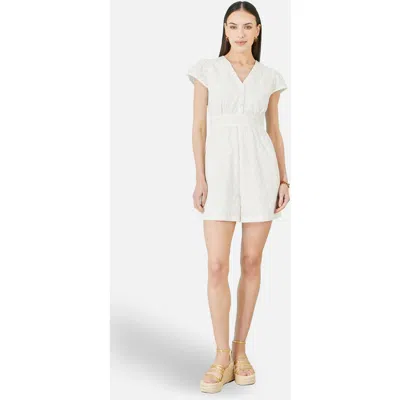 Yumi Cotton Broderie Anglaise Playsuit In White