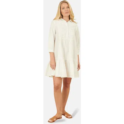 Yumi Cotton Flower Tunic Dress In White