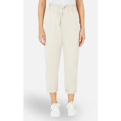 Yumi Cotton Relaxed Stretch Trousers In Neutral