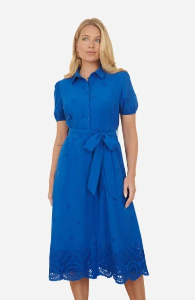 Yumi Cotton Shirt Midi Dress In Blue