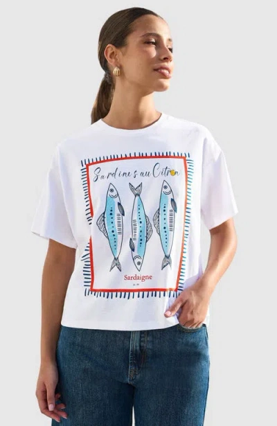 Yumi Cotton Summer Motif T-shirt In White