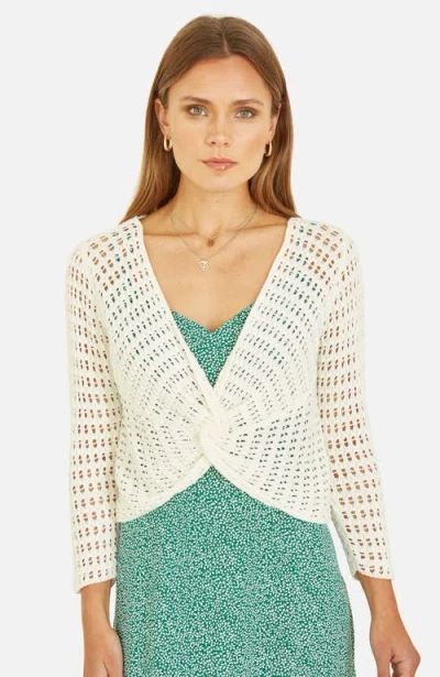Yumi Crochet Cotton Twisted Bolero Top In White