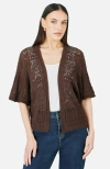 Yumi Crochet Edge To Edge Cardigan In Brown