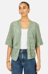 Yumi Crochet Edge To Edge Cardigan In Green