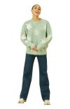 Yumi Crochet Flower Knit Sweater In Green