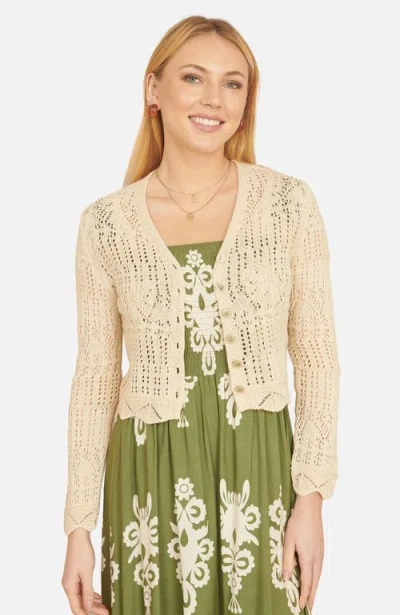 Yumi Crochet Knitted Cropped Cardigan In Multi