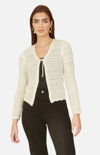 Yumi Crochet Tie Front Cardigan In White