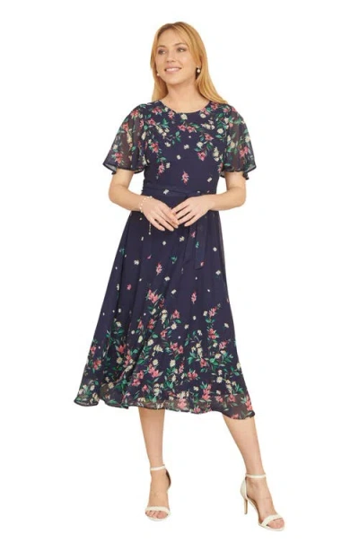 Yumi Daisy Mirror Placement Skater Dress In Brown