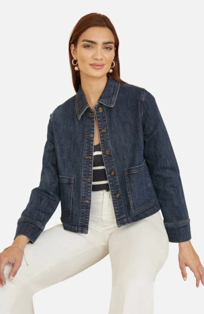 Yumi Denim Jacket With Patch Pockets In Blue