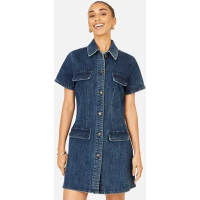 Yumi Denim Stretch Shirt Dress In Black