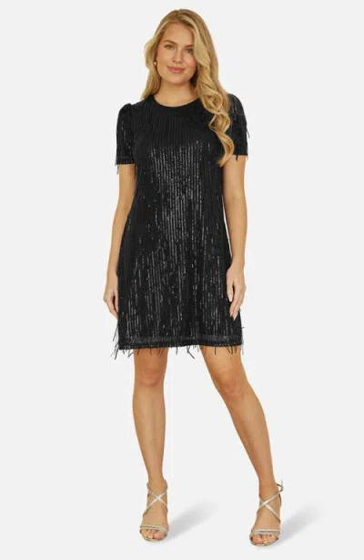 Yumi Dripping Sequin Tunic Dress In Black