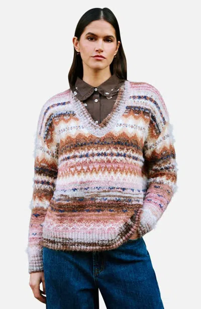 Yumi Fairisle Ralexed Boucle Jumper In Multi